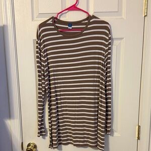 Old Navy Luxe Tan and White Striped Top